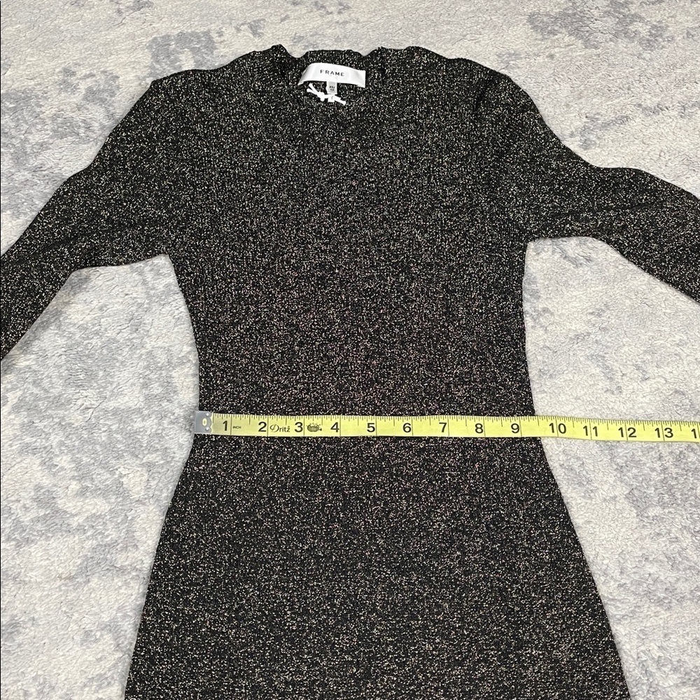 New Frame Godet Lurex Metallic Bodycon Dress Knit Sweater Glitter Sparkle Sz XS - Picture 8 of 11